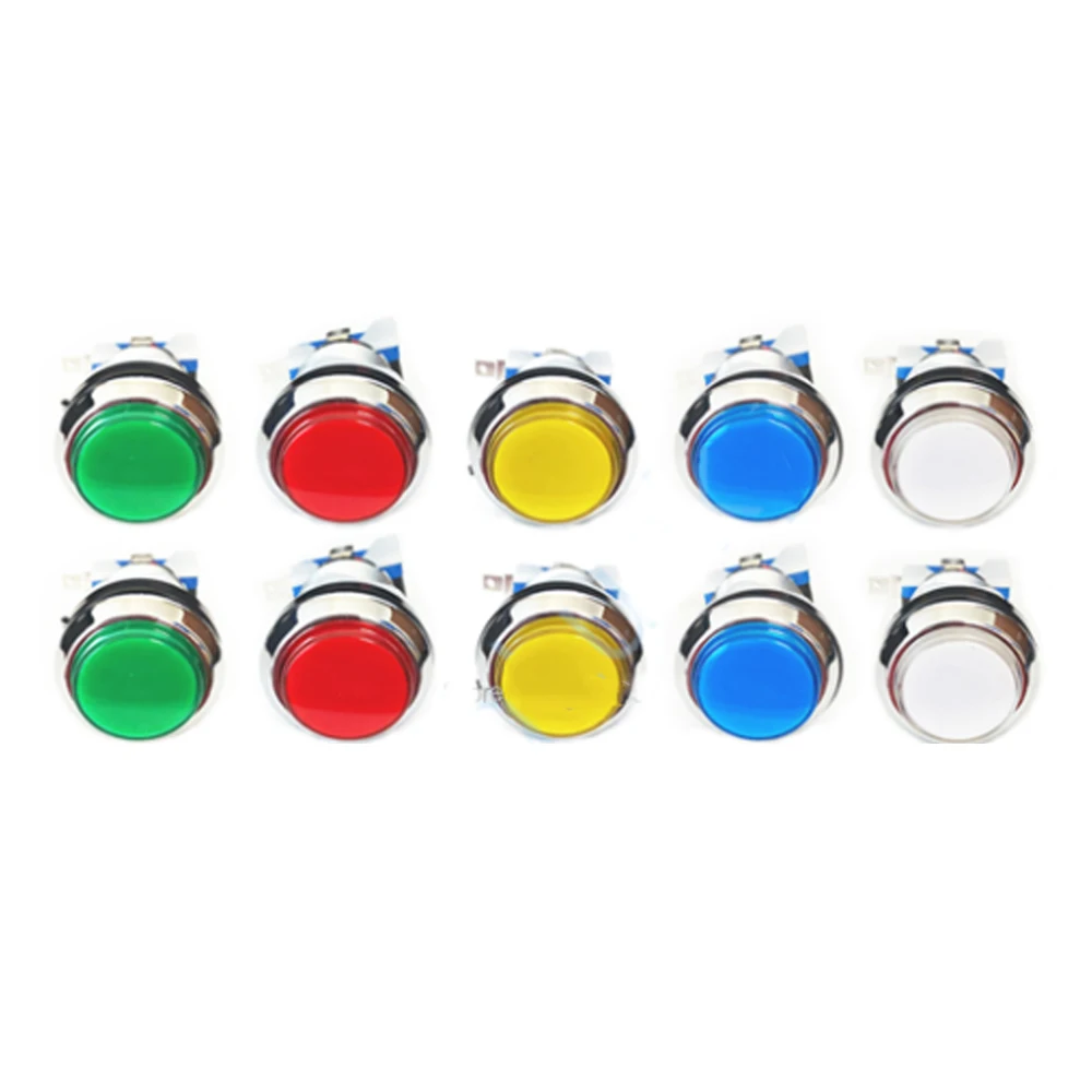 

100pcs/bag Arcade LED button 12V electroplating luminous button 33mm screw button with micro switch LED bulb for arcade cabinet