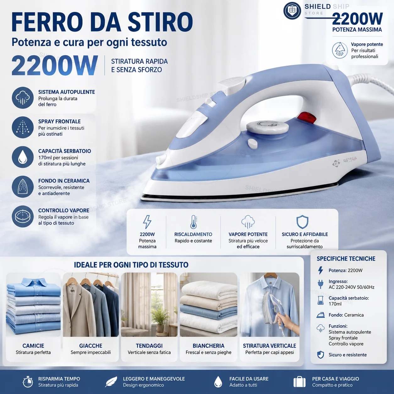 Fer à vapeur électrique pour vêtements, repassage vertical et horizontal, 1200W-2200W, puissant défroisseur vapeur, anti-rides, chauffe rapidement, ré