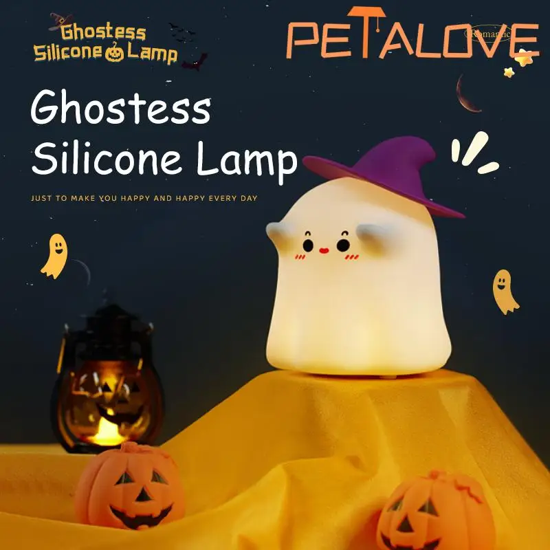 Imagem -04 - Fantasma Bruxa Mágico Lâmpada de Silicone Luz Noturna Porta Bagagem Lâmpada Macia Decoração do Quarto Halloween Acompanhar Presente Aniversário da Criança