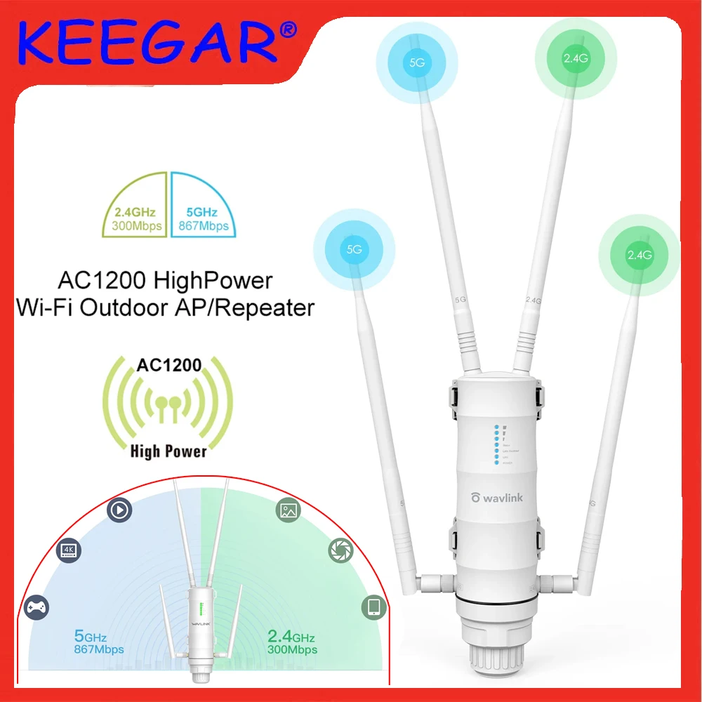 

Outdoor Wireless 5G Repeater Wifi Long Range Extender AP WiFi Router Dual Dand 2.4G 5Ghz POE repeater extender wifi puissant 5G