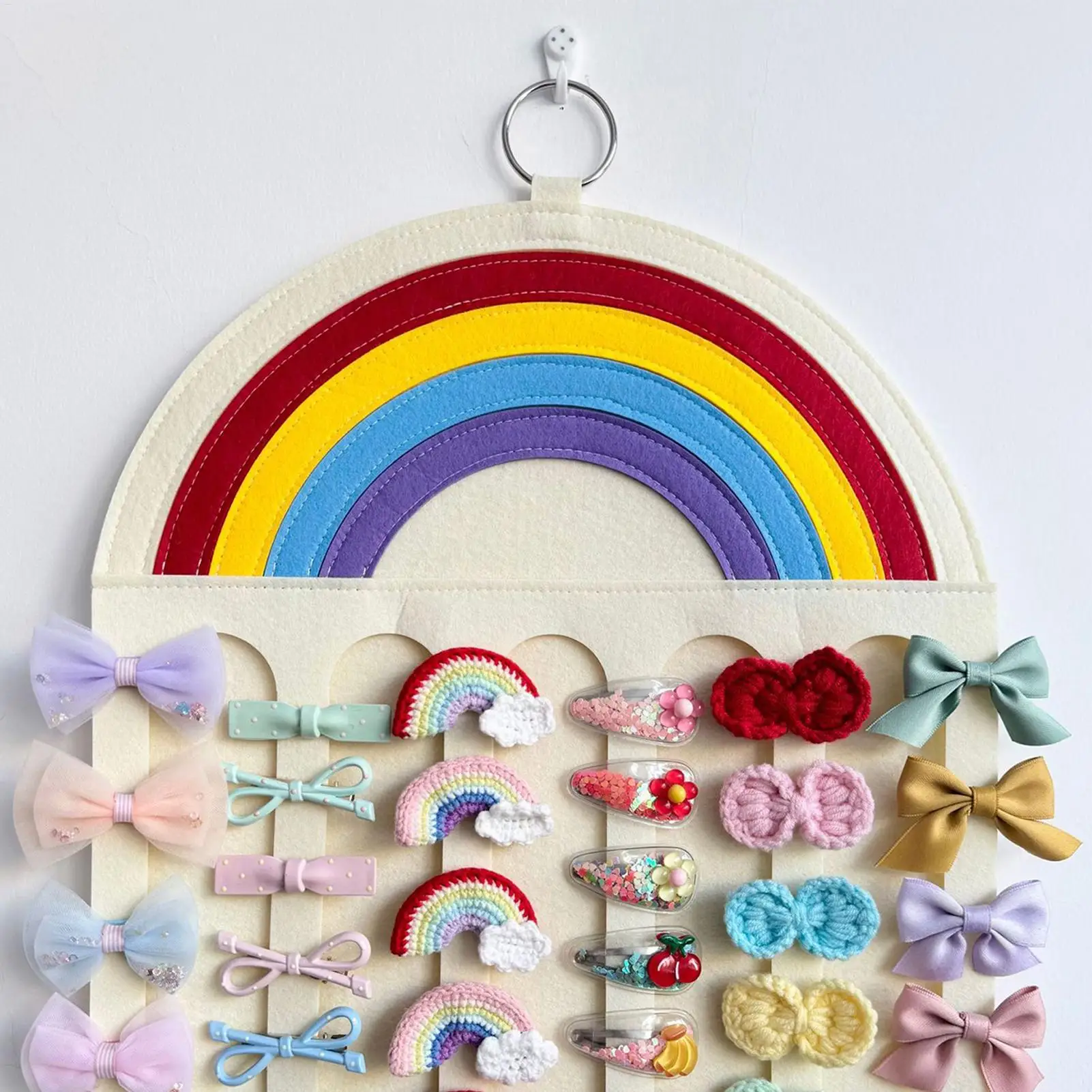Hair Clip Organizer Wall Rainbow Bags Girls Bow Holder Room Decor For Daughters Kids Headband Jewelry Scrunchies Sunglasses