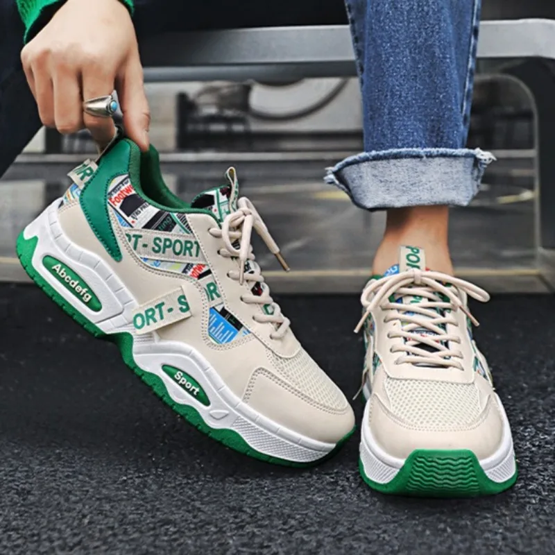 

2025 Autumn Men's Mesh Breathable Fashion Low Top Thick Soled Sports Shoes Comfortable Versatile Non Slip Niche Chunky sneakers