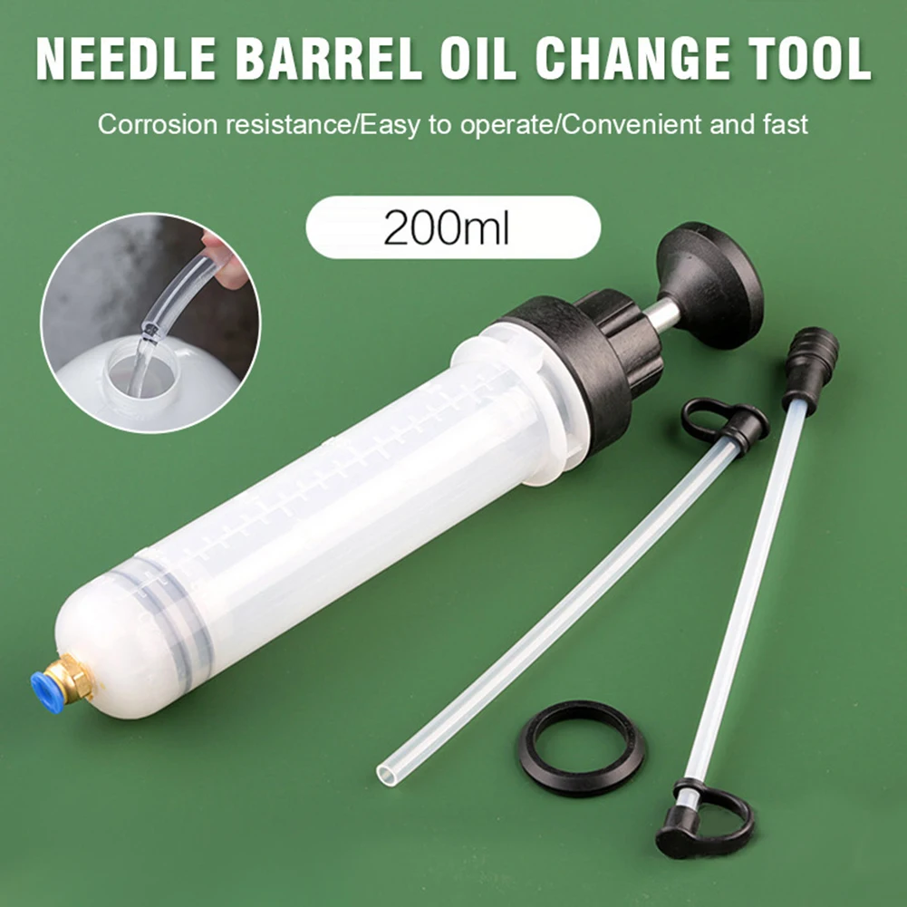 200ml/500ml Fuel Transfer Hand Pump Dispenser Portable Syringe Type Car Oil Fluid Extractor Transparent Plastic Kit Auto Tools