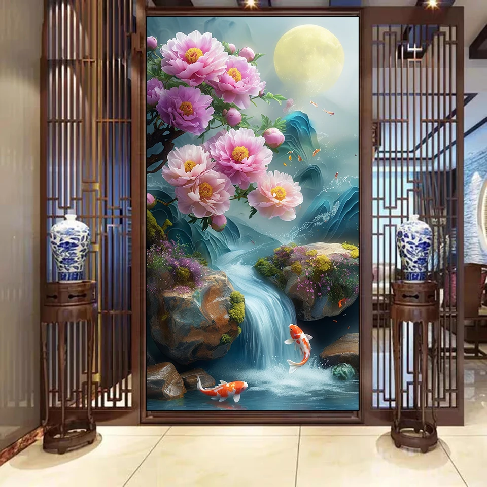 

New Arrival 5DDIY Diamond Painting Peony Flower Landscape Mosaic Full Square Round Diamond Cartoon Set Embroidery Hobby