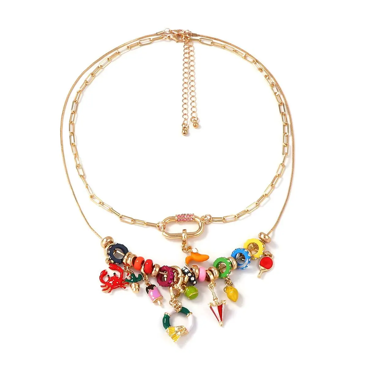 

ZAA Personalized Double-layer Metal Chains Irregular Charm Necklaces for Women Statement Jewelry Holiday Party Gifts