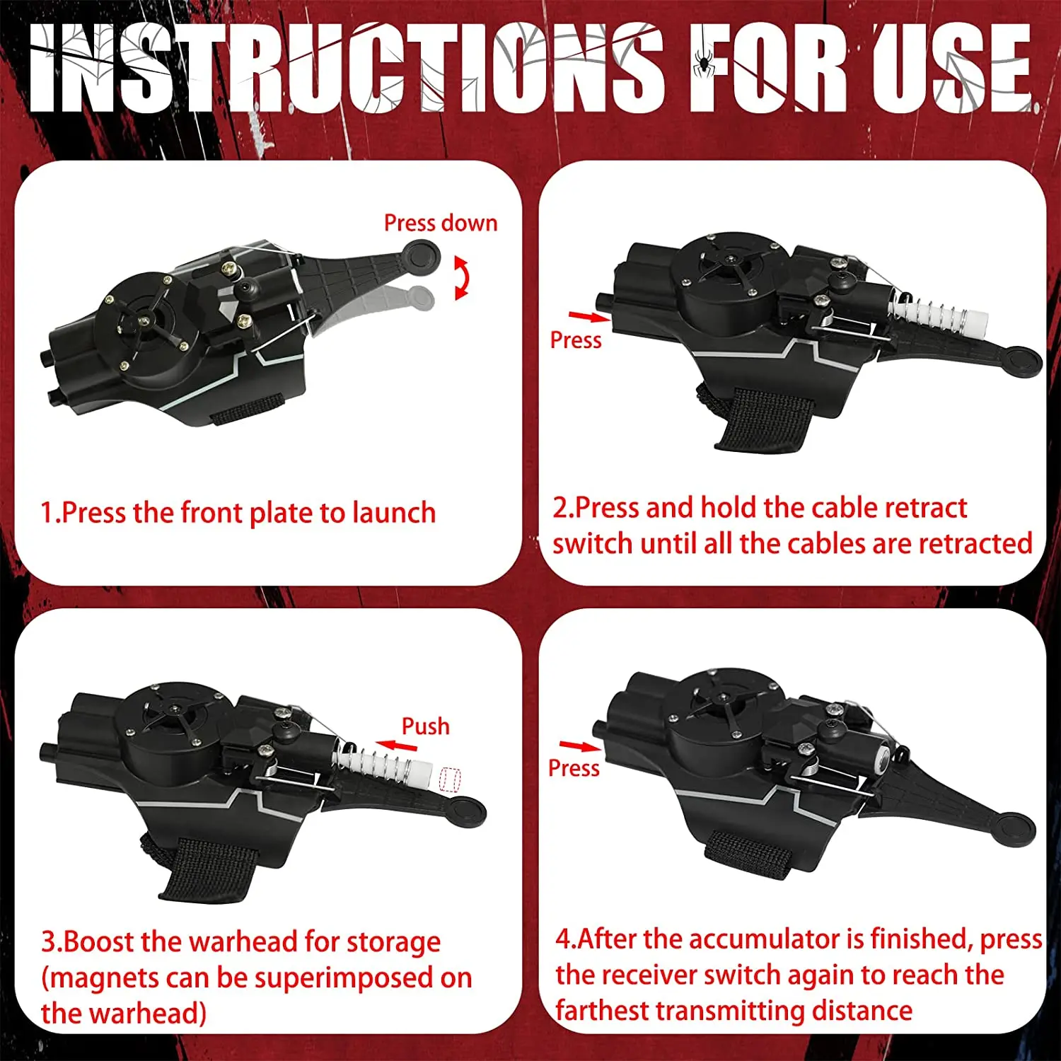 spider man Wrist Launcher Peter Parker Cosplay Props Shooting Device Toys For Children GiftsSpider Silk Launche Toy Web