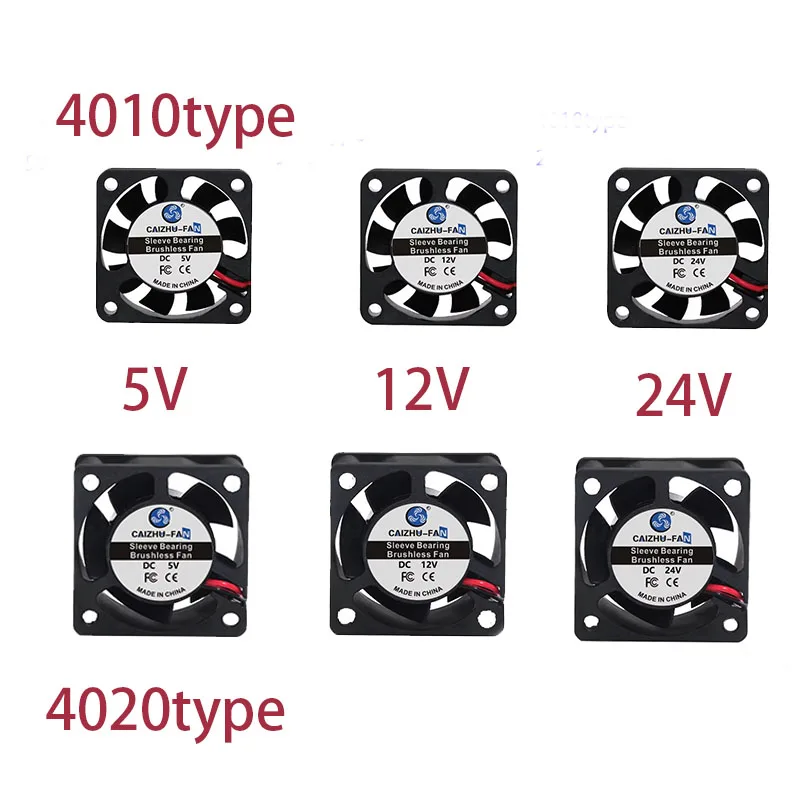 

4cm 40mmx10mm DC Cooling Fan 5V 12v 24V For Oil Bearing Brushless Cooling 2PIN 40x40x20mm 40x40x10mm cooler Fan