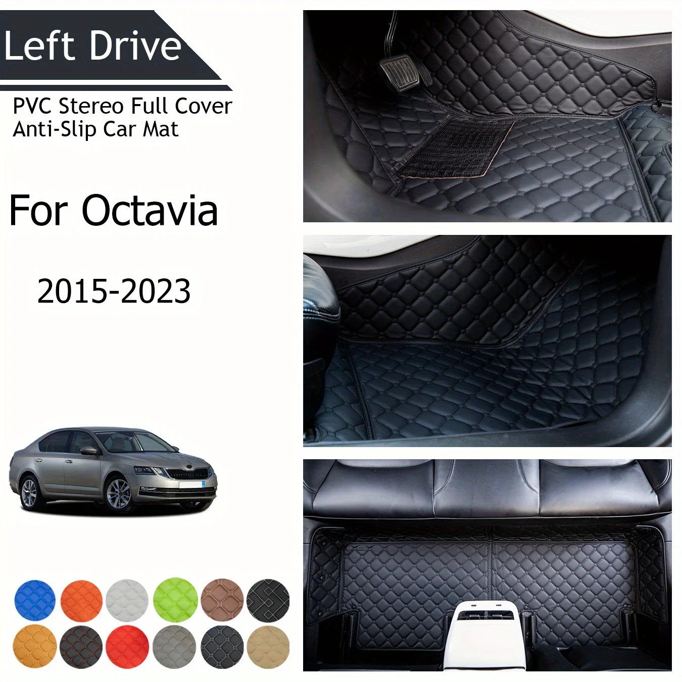 

TEGART 【LHD】For Skoda For Octavia 2015-2023 Three Layer PVC Stereo Full Cover Anti-Slip Car Mat Car Floor Mats Car Accessories