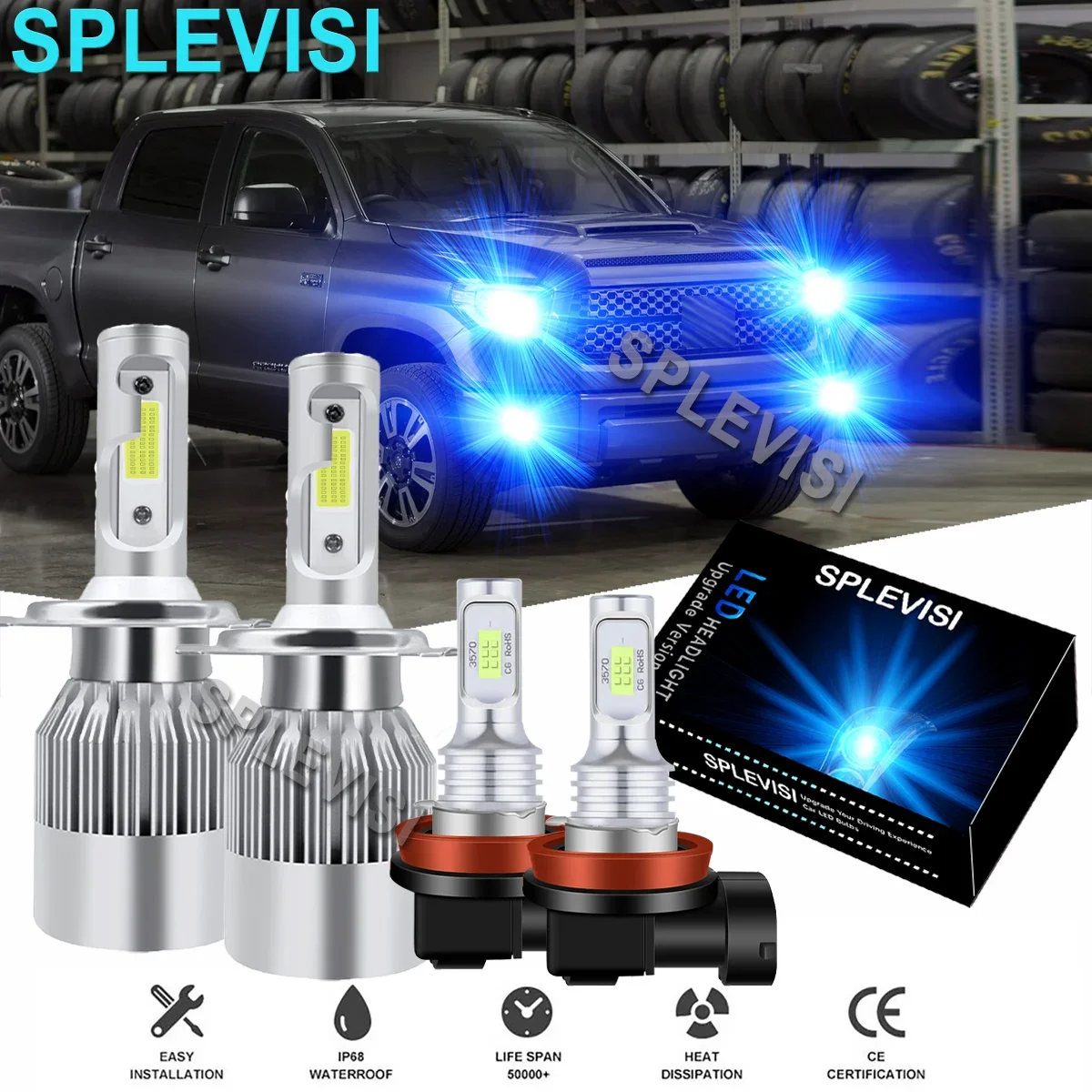 

Ice Blue LED Car Headlight Fog Light Bulbs 8000K Fit For Toyota Tundra 2014-2020 Hilux 2012 2013 Sequoia 2001-2007