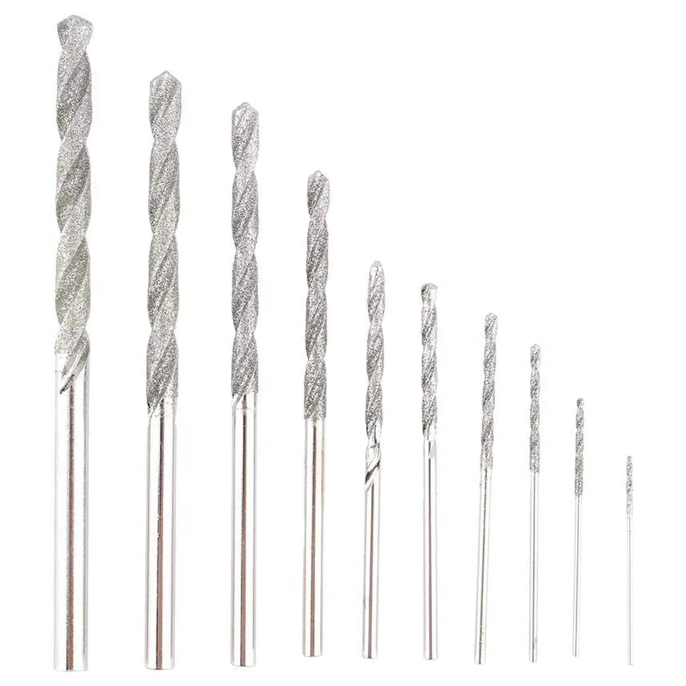 

10 Pieces Diamond Drill Bits Set Twist Diamond Tip Drill Bit Heavy Duty Mini Diamond Drill Bit Set for Glass Tile