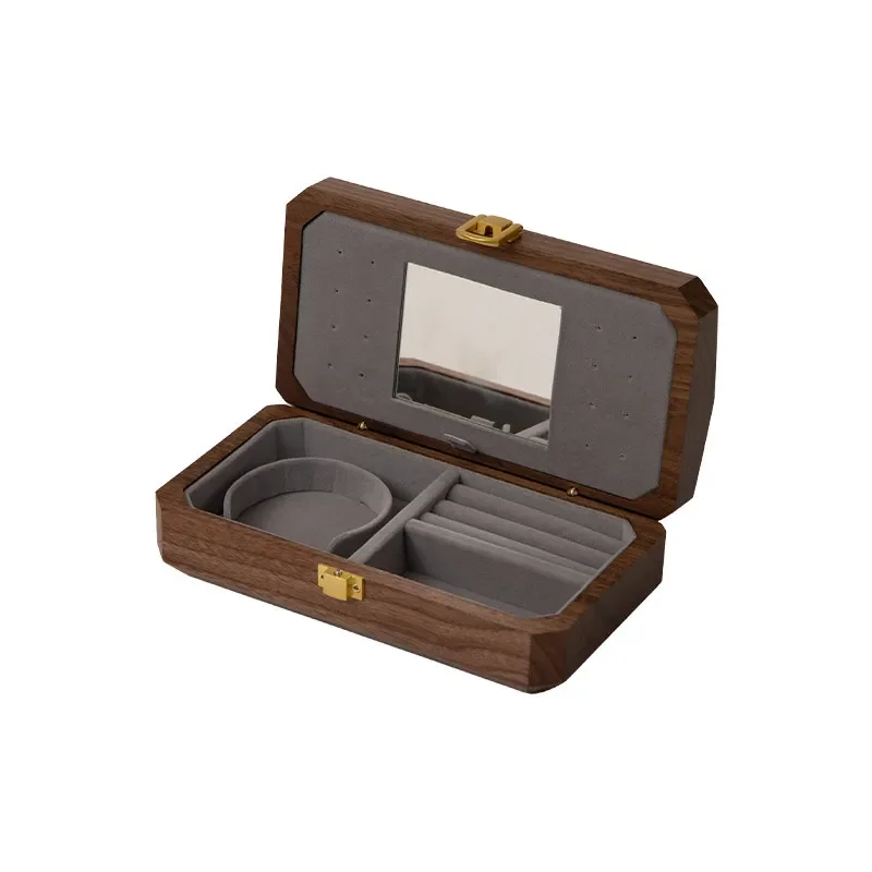 

Black Walnut Jewelry Box Small Portable Travel Solid Wood Gold Jewelry Storage Box