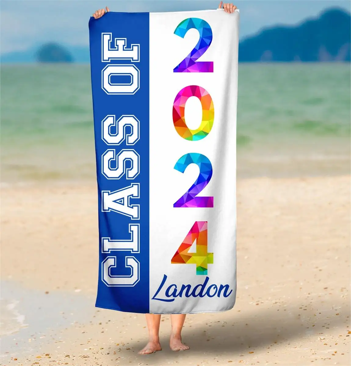 2024 Graduation Name Custom Beach Towel Class of 2024 Towel College Graduation High School Graduation Bathing Towel Senior Gift