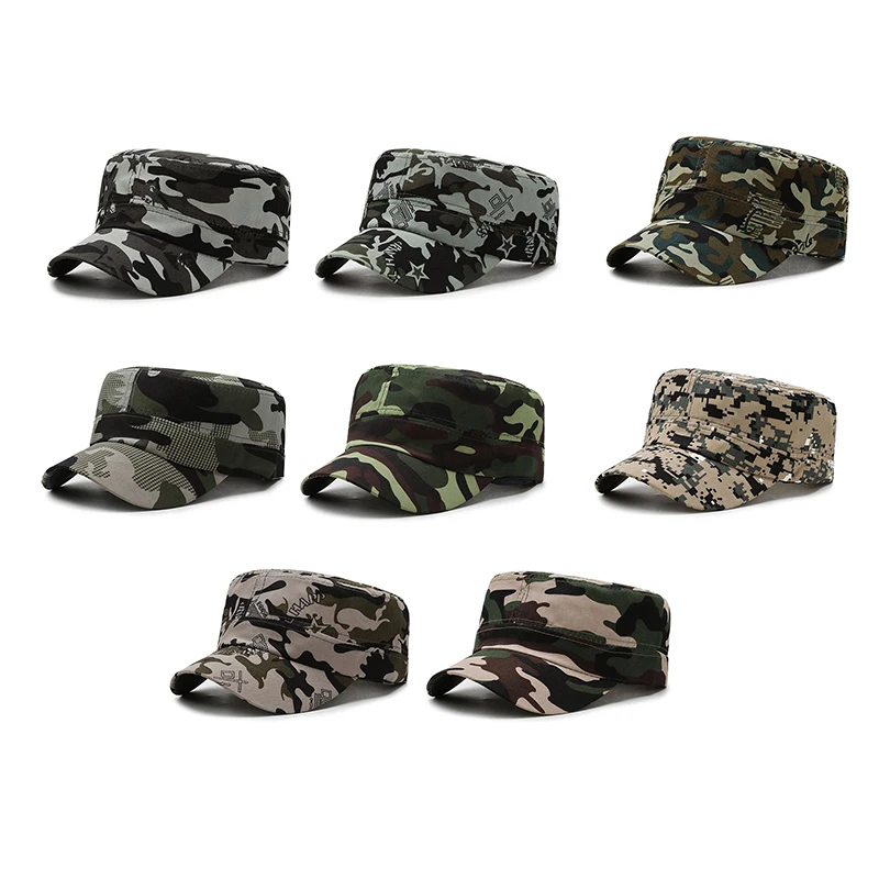 Camouflage Baseball Cap Hat Men Women Tactical Flat Cap Hat Outdoor Sports Camping Hiking Sunhat Hunting Sun Cap Sunscreen