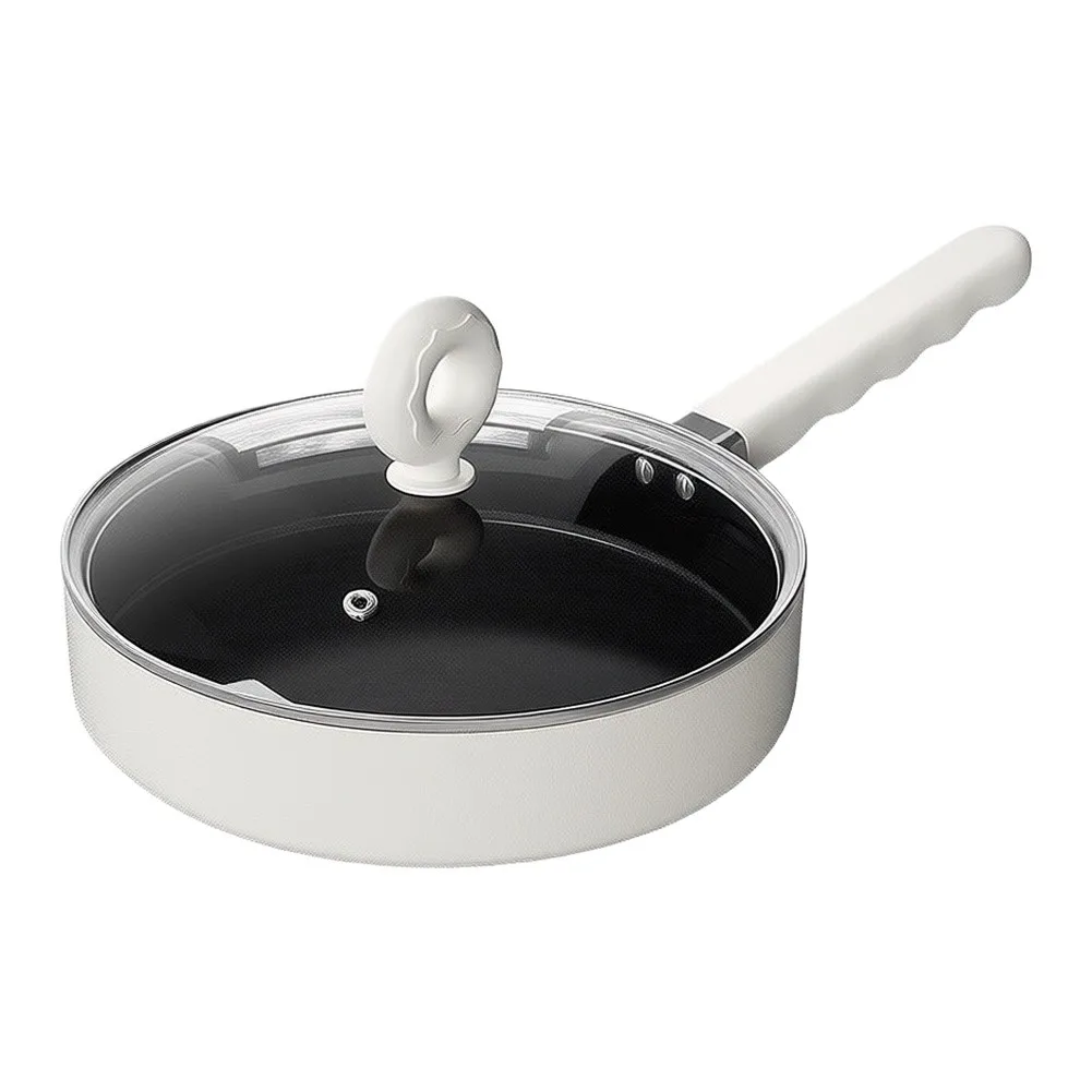 Balanced Heat Frying Pan with Nonstick Interior Smooth Handle and Transparent Lid for Gas Induction Electric Ranges