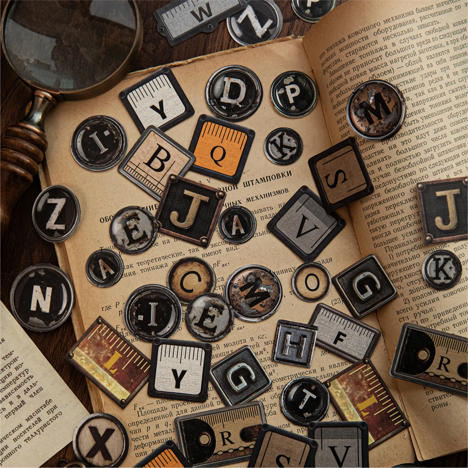 

6 Style 52pcs Retro English Letter Sticker Creative Decoration DIY Junk Journal Scrapbooking Material Planner Aesthetic Supplies