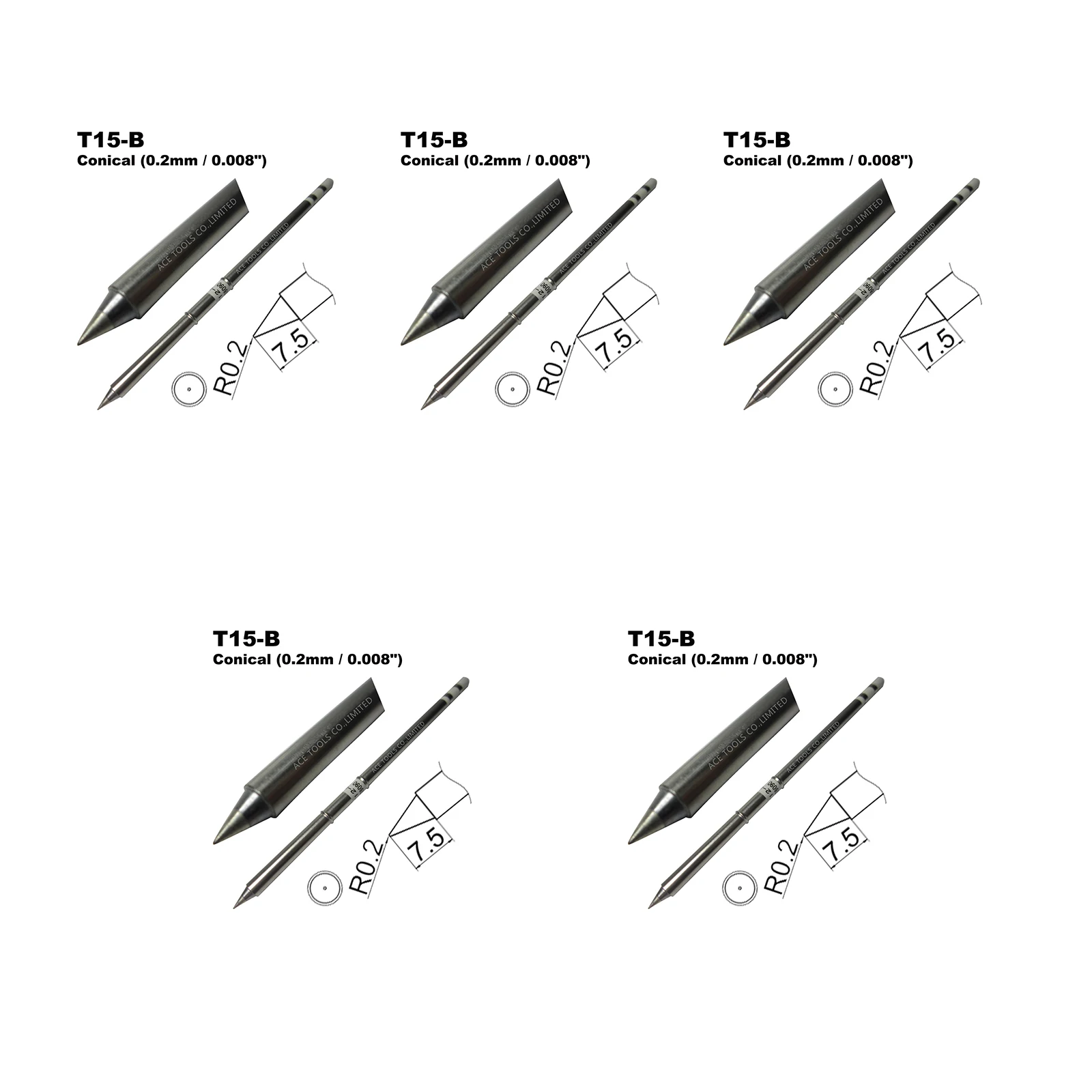 5 PCS T15-B เปลี่ยนเคล็ดลับการบัดกรี Fit HAKKO FM-203 FM-204 FM-206 FX-951 FX-950 FX-952 FX-9501 FM-2028 FM-2027 FM-2021