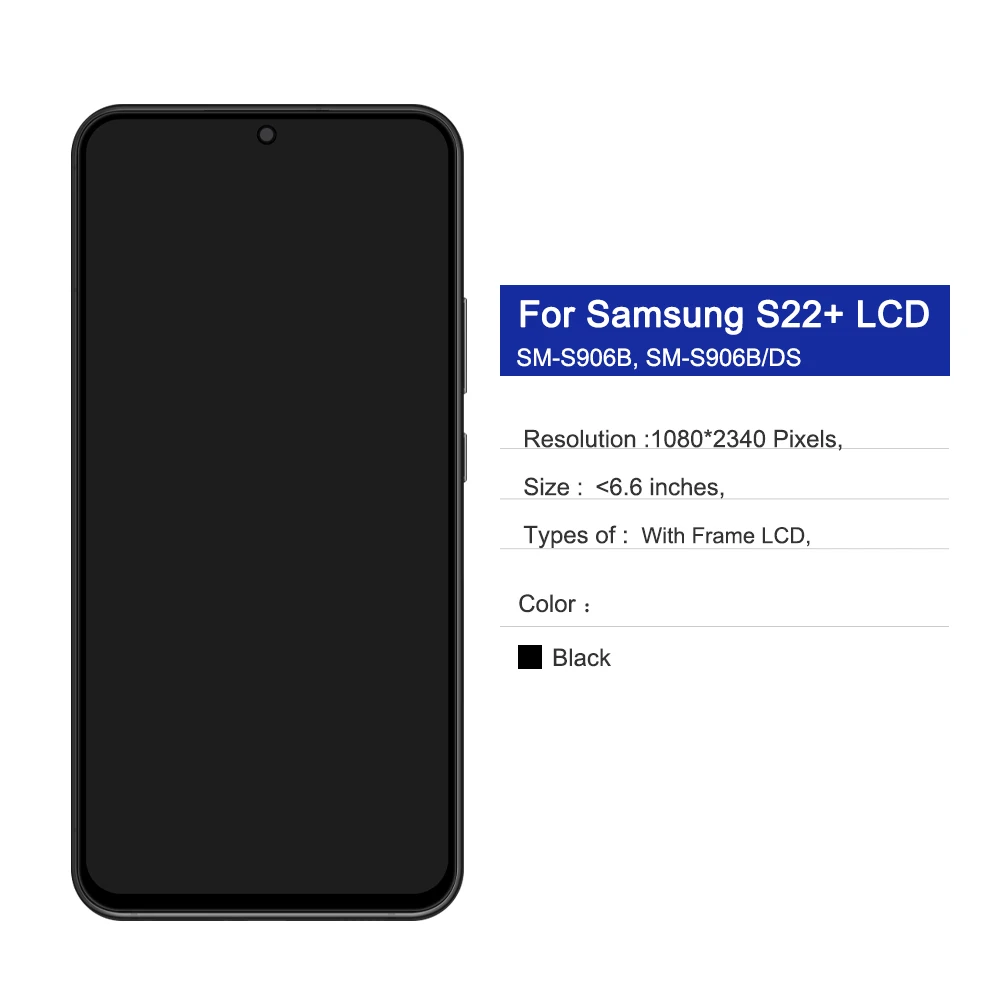 TFT S22 Plus Display For Samsung Galaxy S22 Plus S906B S906B/DS LCD Display Touch Screen Replace Digitizer Assembly with Frame