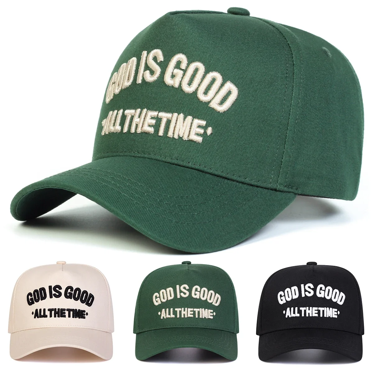 Bonés de Beisebol Unissex com Bordado 'GOD IS GOOD', Ajustáveis para Primavera e Outono, Chapéus Casuais para Proteção Solar