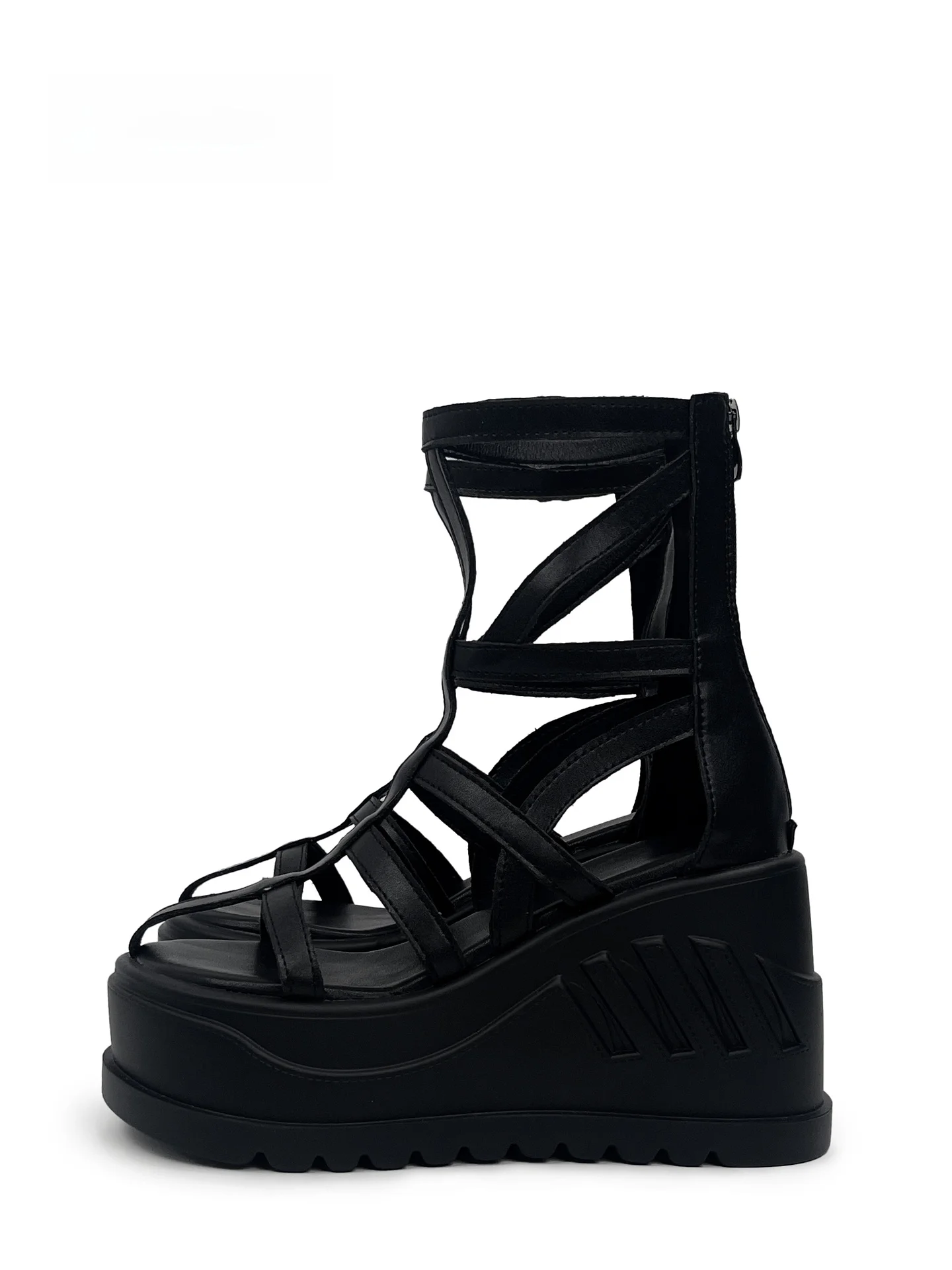 

MibVias Dark Thick Heel Roman Sandals Women's Exclusive Design 2026 New Heightening Slope Heel Strap Boots Fashionable Summer...