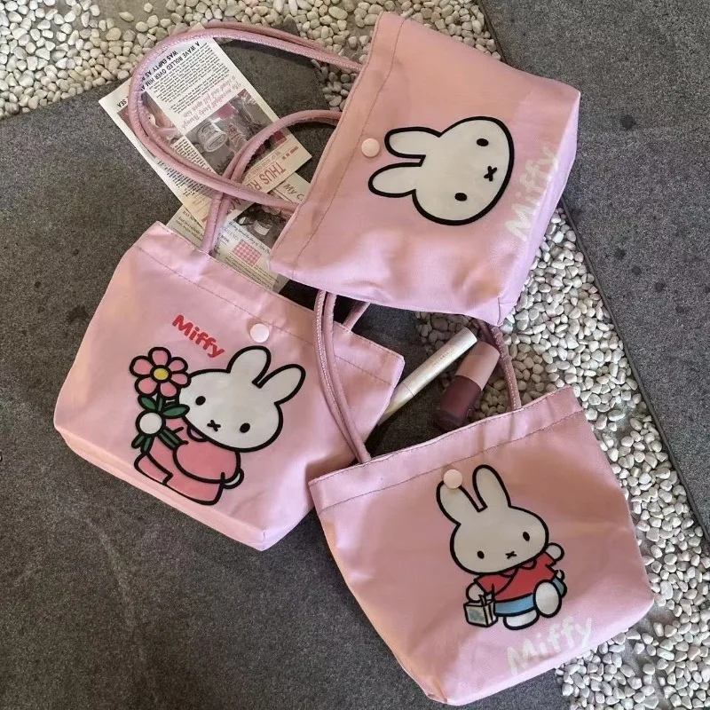 Cartoon Kawaii Miffy Pink Handbag Mini One Shoulder Cell Phone Sundries Take It with You Large Capacity Storage Wear-resistant