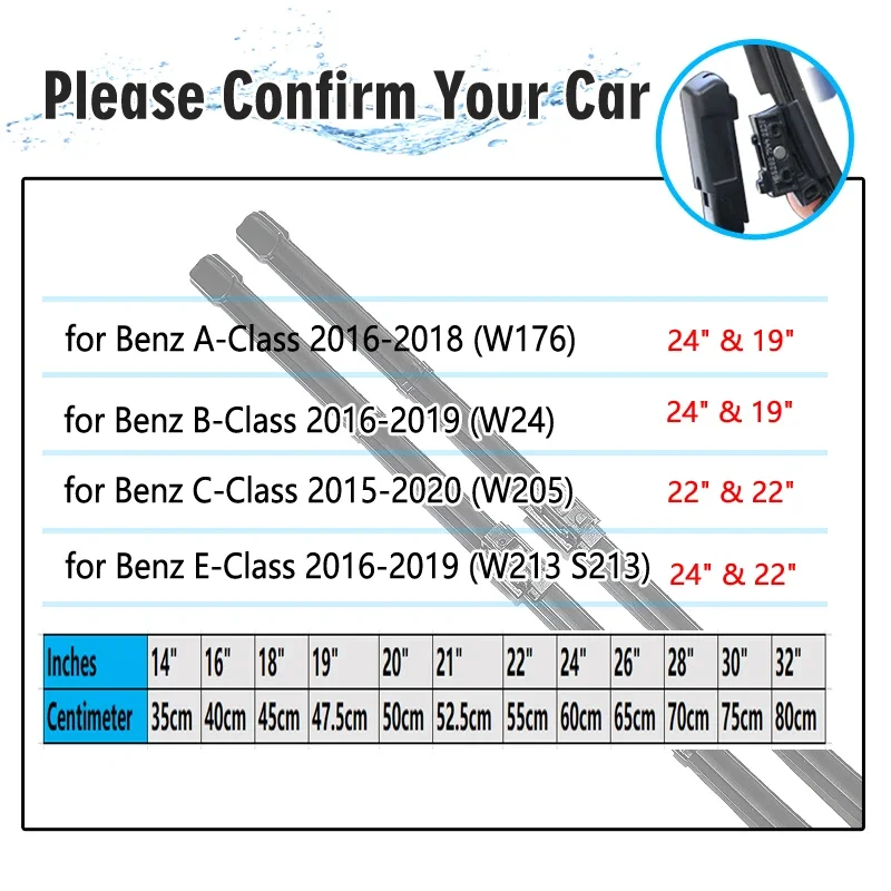 For Mercedes Benz A B C E V CLA GLA GLC Vito Class Car Accessories W176 W246 W205 W213 S213 W447 C117 X156 X253 Car Wiper Blades