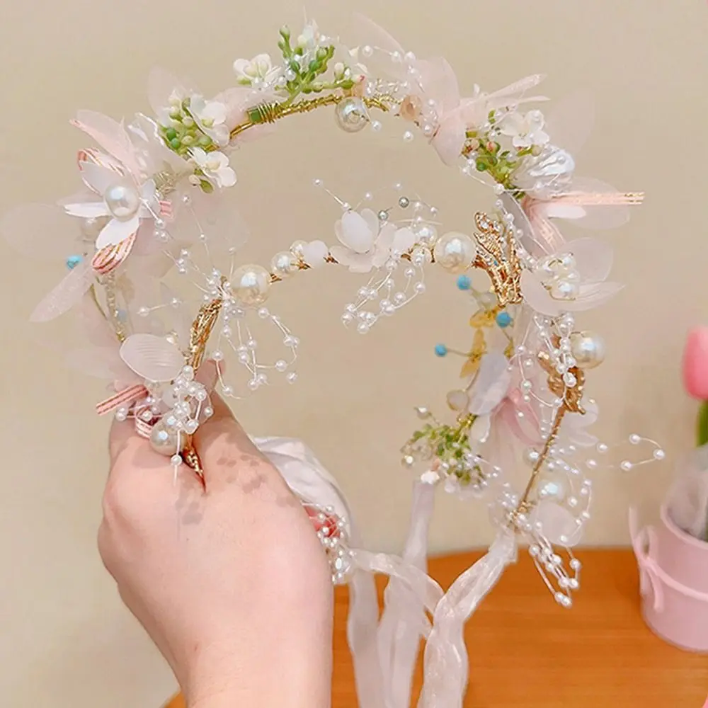 Delicate Cloth Hair Accessory Butterfly Headdress Hair Band Korean Style Headband Girl Flower Crown Children Wreath Hair Hoop