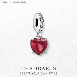 Fashion Women Heart With Red Stone Pendant Charm 925 Sterling Silver Fine Jewelry Autumn Romantic Gift For Girls Wholesale
