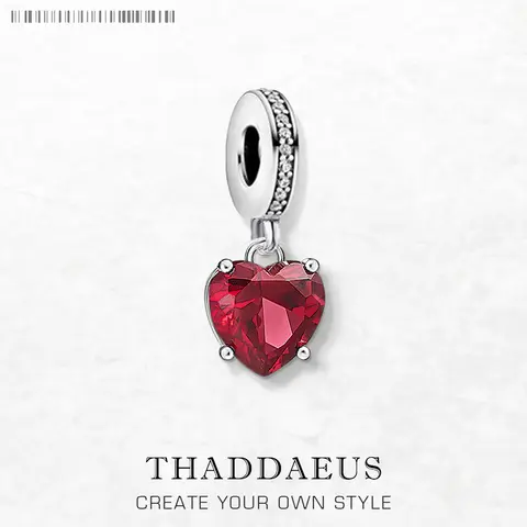 Fashion Women Heart With Red Stone Pendant Charm 925 Sterling Silver Fine Jewelry Autumn Romantic Gift For Girls Wholesale