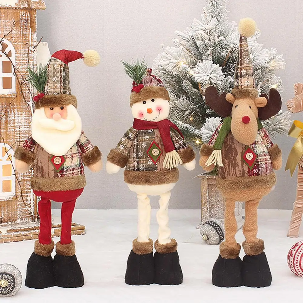 Durable Christmas Doll Ornament Festive Christmas Doll Ornaments for Office Decor Plush Santa Snowman Reindeer Xmas for Festive