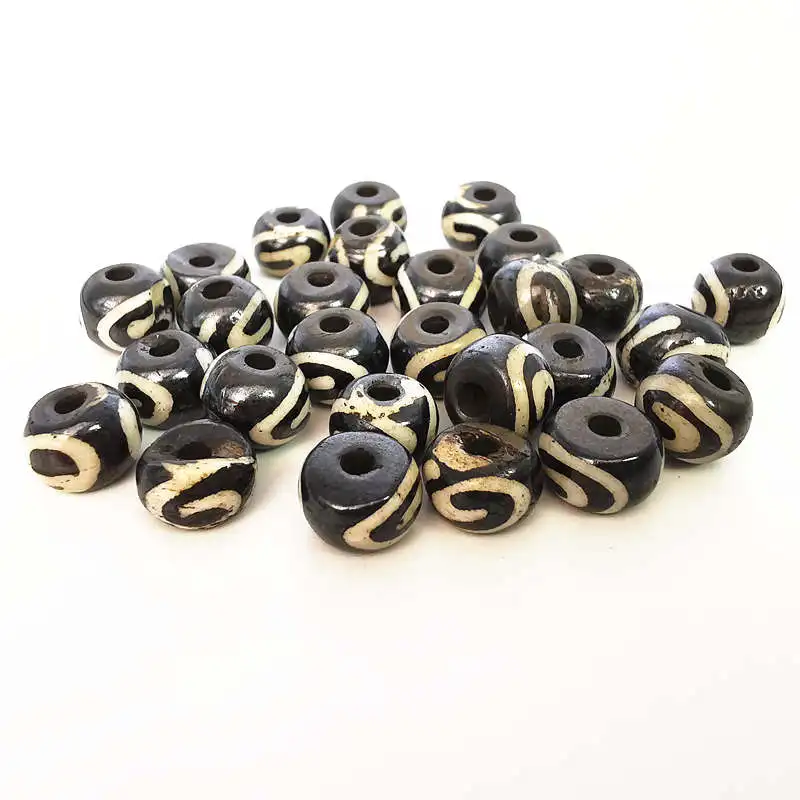 20Beads Yak Bone Loose Beads 8-9mm Tibetan Mantras Ethnic Totems TSB0231
