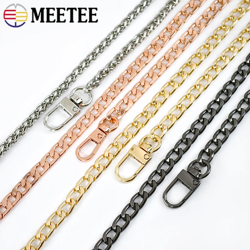 Meetee 100/120cm Metal Purse Chains Bags Strap Replacement Shoulder Crossbody Bag Straps Wallet Handle DIY Handbags Hardware