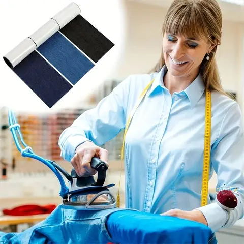 3 rullar strykmärken för jeans, 8 x 50 cm reparationslappar, kläder, självhäftande strykmärken för barn och vuxna (mörkblå 10 best sales självhäftande lapp - №5