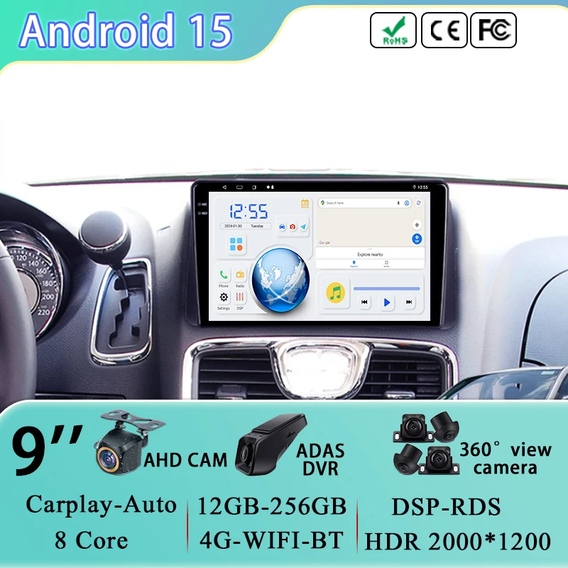 

4G For Chrysler Grand Voyager 5 2011 - 2015 For Dodge Grand Caravan 2008-2020 Car Radio Android Auto Multimedia Player No 2din