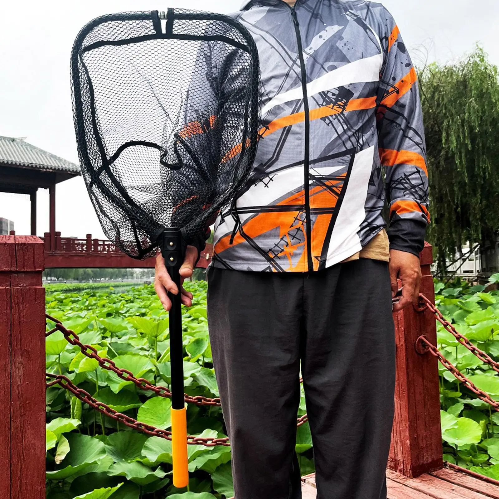 

Rubber Coated Landing Net Easy Catch&Release Heavy Duty Metal Double Lock Buckle Fishing Goods Accessories for Catfish Sturgeon