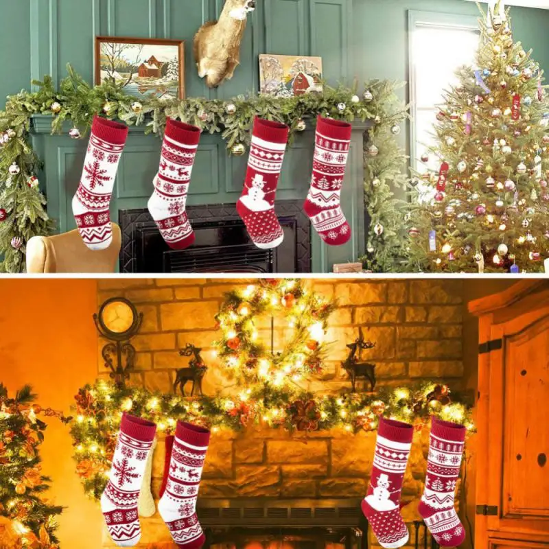 Christmas Stocking Socks Christmas Bags For Gifts Fireplace Xmas Tree Ornaments Decorations For Home New Year Packages