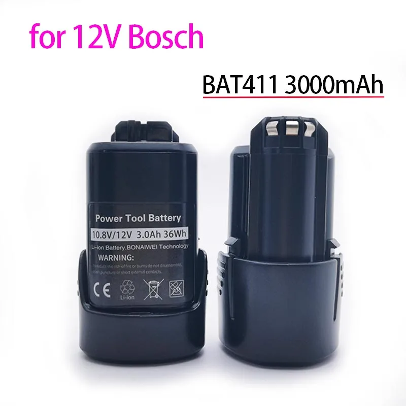 ✔for BOSCH  BAT411 10.8V Lithium-ion Rechargeable Battery BAT411A BAT412 BAT412A BAT413 BAT413 Replacement Battery 12V