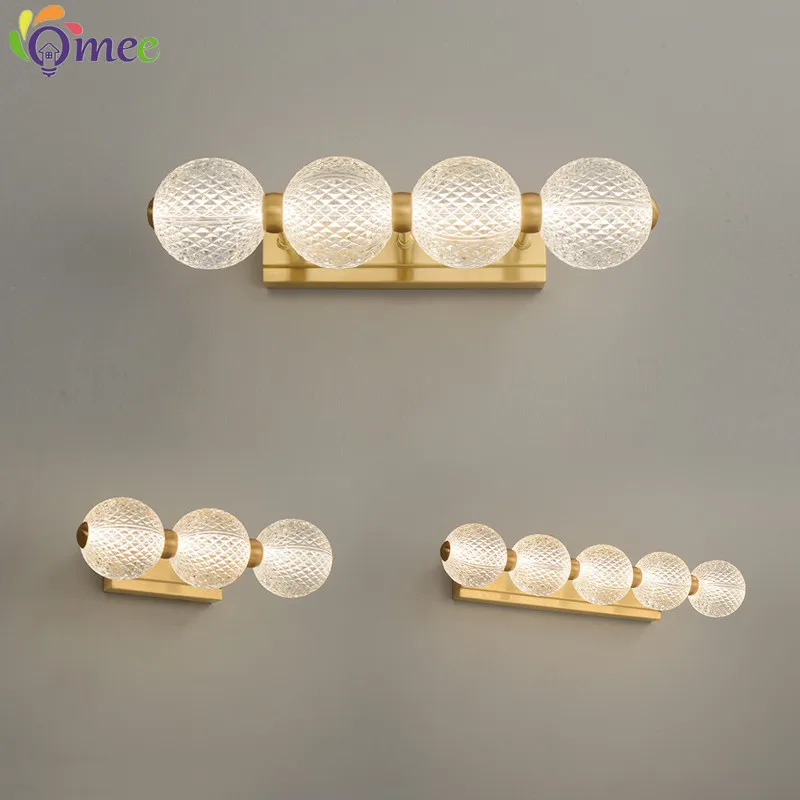 Creative Copper Wall Lamp Luxury Living Room Wall Light Bedroom Mirror Front Lamp LED Home Decorative Lamp Bathroom Vanity Light