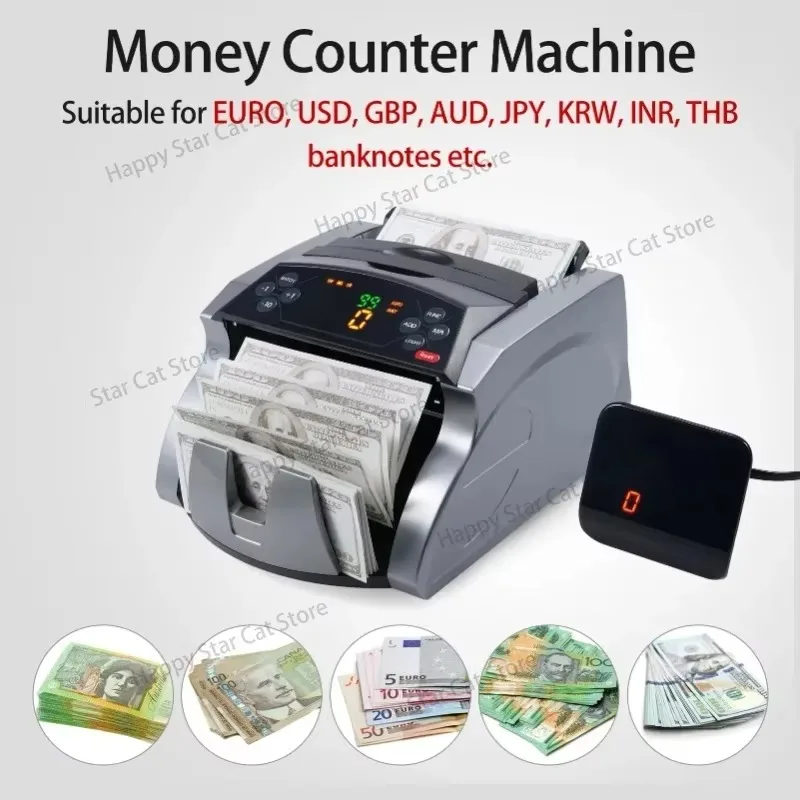 Money Counter Machine Counterfeit Bill Detector with UV MG IR Detection Automatic Money Detection Fast Counting for EURO/USD/KRW