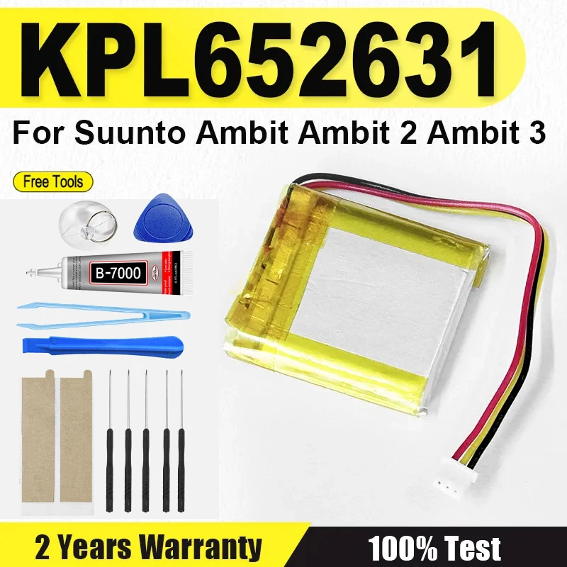 Batterie li-polymère KPL652631 652631, 3.7V, 500mAh, pour montre intelligente, GPS, Suunto Ambit Ambit 2 Ambit 3 Peak + outils
