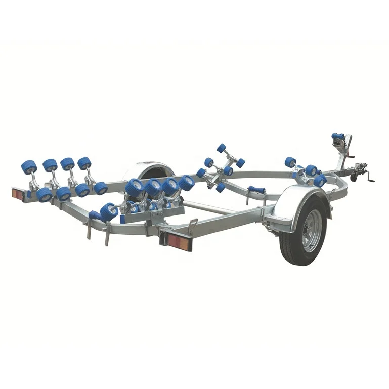 Galvanized Carbon Steel Single Axle Watercraft Boat Trailer FRP Yacht Trailer