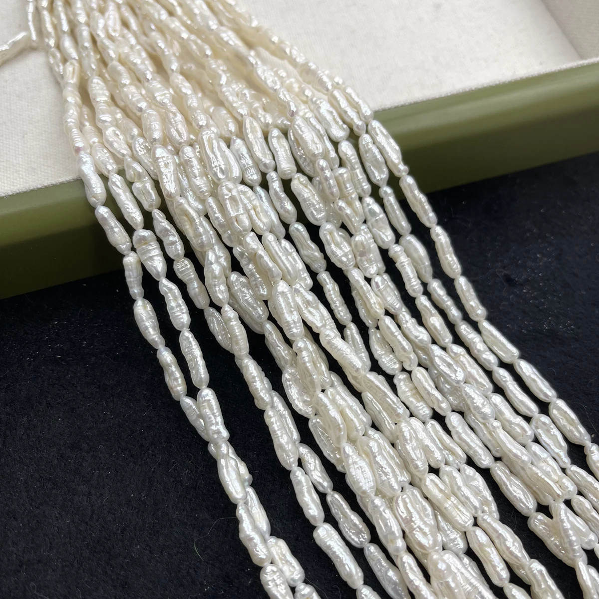 Natural Freshwater Pearl Pipa Shape Threaded Baroque Semi-Finished Beads for DIY Jewelry Making Necklace Bracelet Accessories