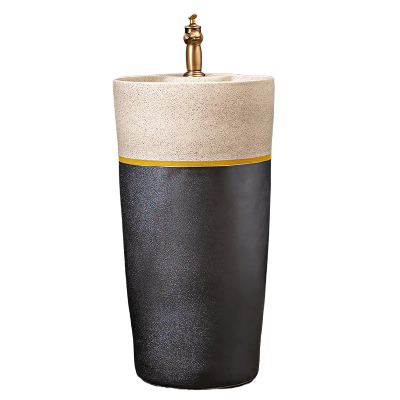 

Ceramic column wash basin Household integrated pool Floor-to-ceiling washbasin Balcony washbasin