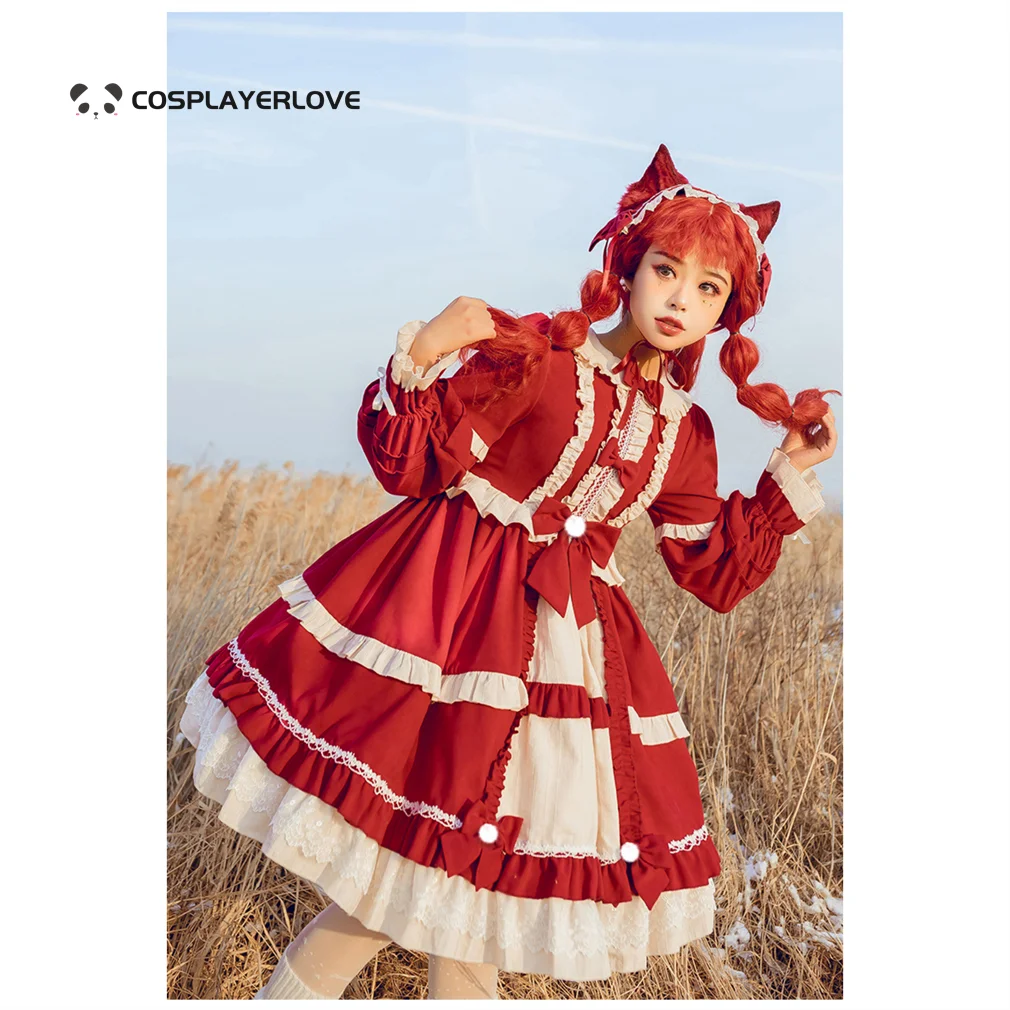 Fairy tale New Year autumn and winter solid color white snow Lolita daily long-sleeved op dress Halloween Christmas Costume