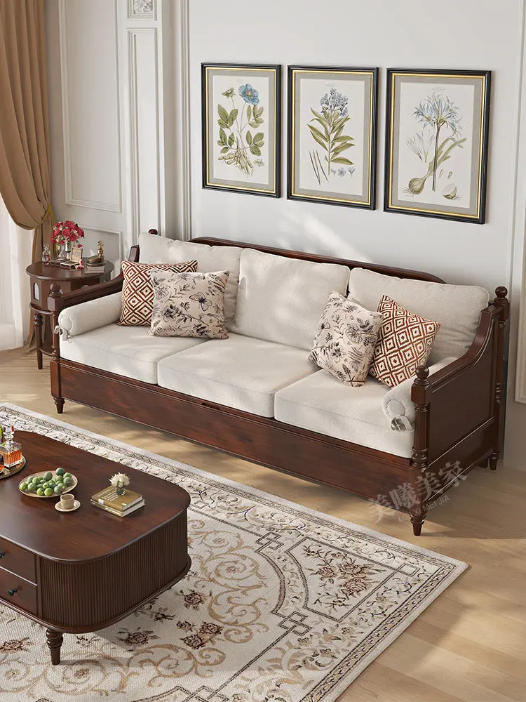 All solid wood high box storage sofa combination corner L-shaped log small apartment winter and summer dual-purpose furniture