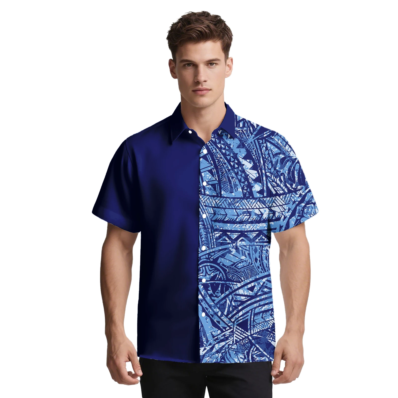 هاواي مخصص الأزهار طباعة الملابس ساموا تصميم المعتاد الرجال تي شيرت البولينيزية العصرية الحياة عادية الرجال قصيرة الأكمام ألوها قميص #6