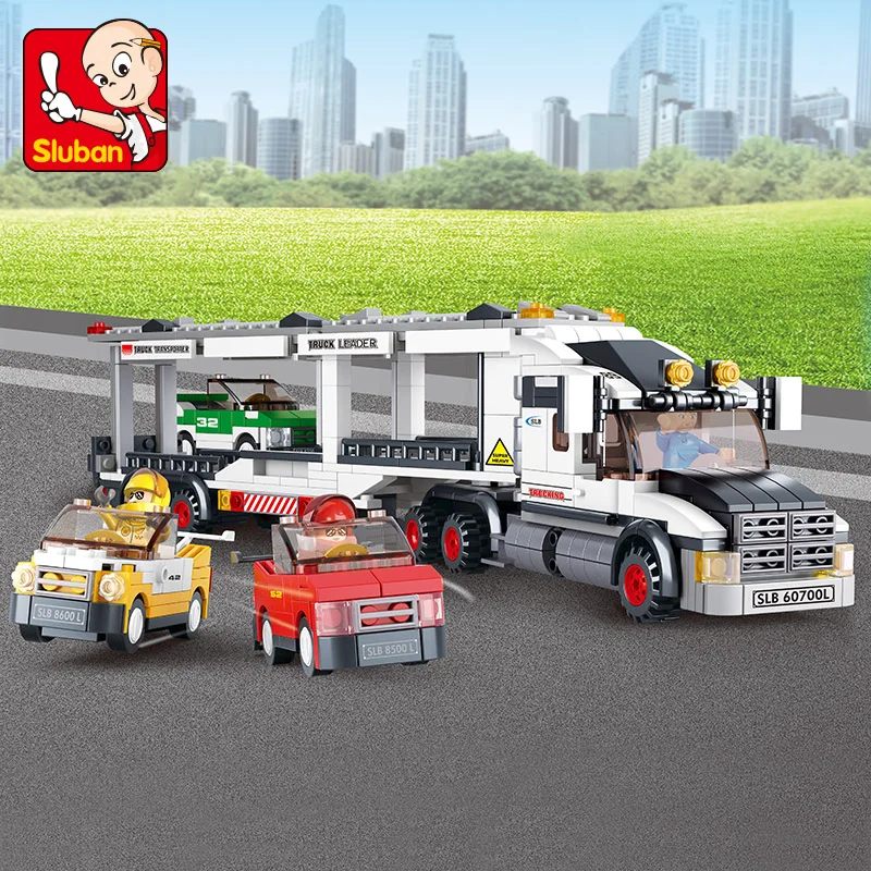 Sluban Building Block Toys City Scene B0339 Track Transporter 638PCS Bricks Racing Compatible With Leading Brands