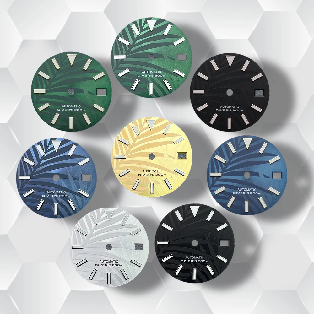 

28.5mm S Logo Bamboo Leaf Dial Suitable for NH35/NH36/7S/4R Movement Green Luminous High-Quality Watch Modification Accessories
