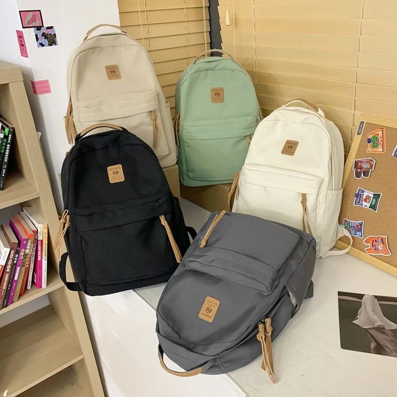 2023 Nylon Women Backpack Female Travel Bag Backpacks Schoolbag For Teenage Girl Solid Color Multi Pocket Backpack Schoolbag