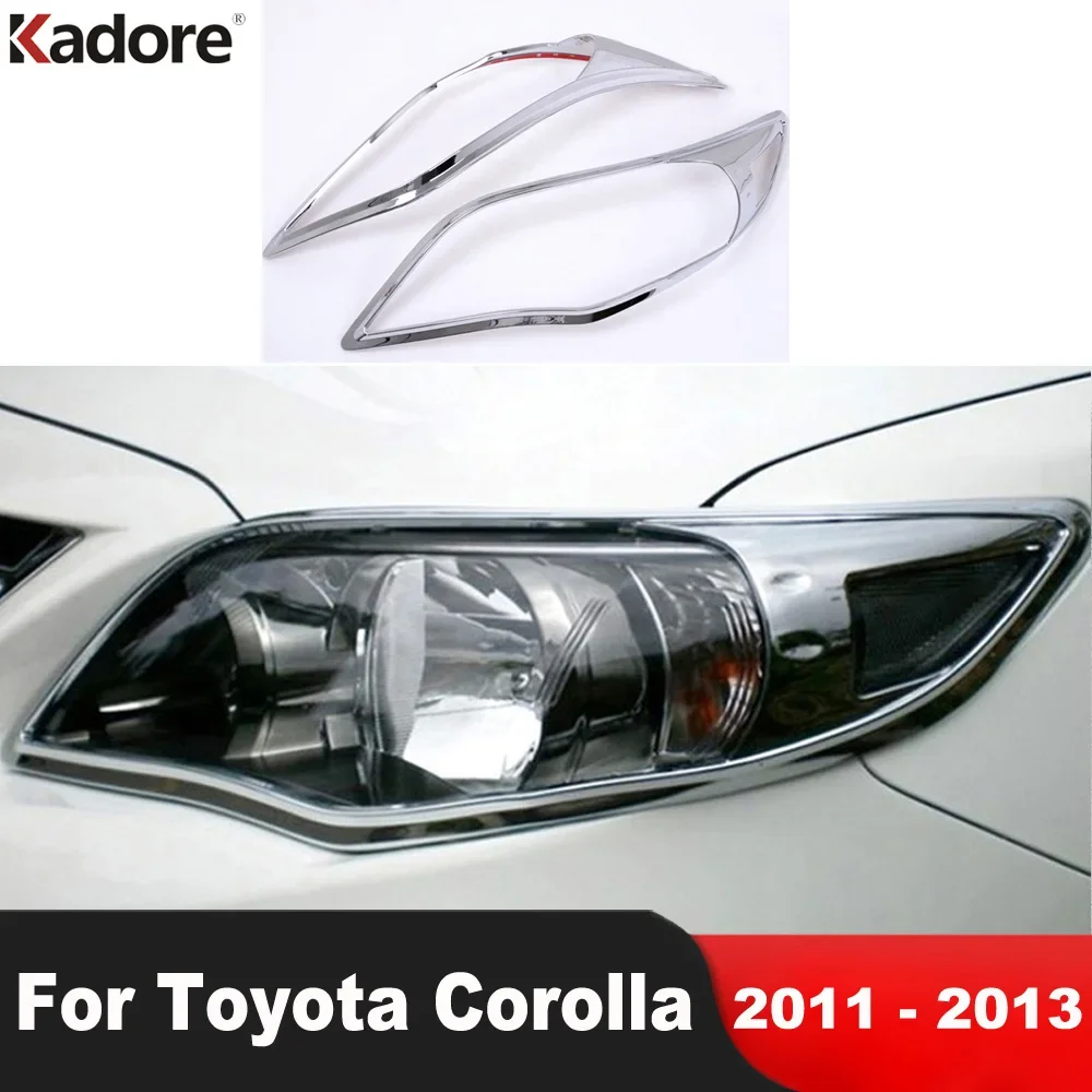 For Toyota Corolla 2011 2012 2013 Chrome Car Front Head Light Lamp Cover Trim Headlight Frame Trims Exterior Styling Accessories