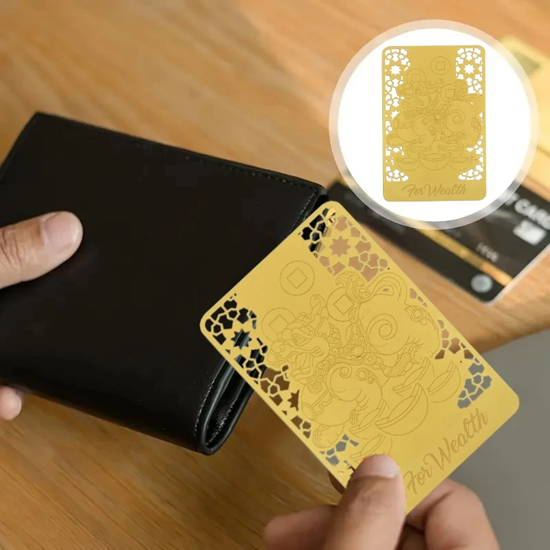 تعويذة الثروة فنغشوي بطاقة ذهبية تميمة الازدهار الصينية مع Pixiu جذب حماية الثروة فنغ شوي ديكور المنزل/المكتب